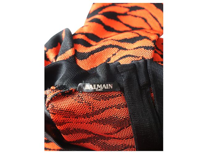 Vestido de punto estampado con efecto cruzado en viscosa naranja de Balmain Impresión de pitón - vista 5
