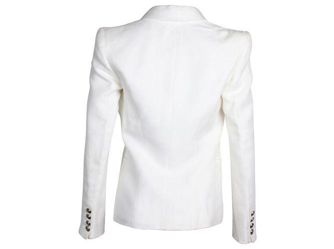 Blazer Pierre Balmain con risvolto a lancia e petto foderato in cotone bianco - vista 3