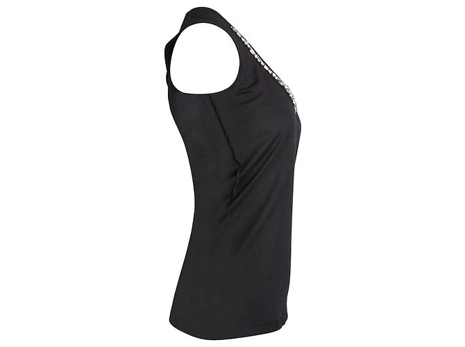Top sin mangas de algodón negro con adornos de cristales de Dolce & Gabbana - vista 2