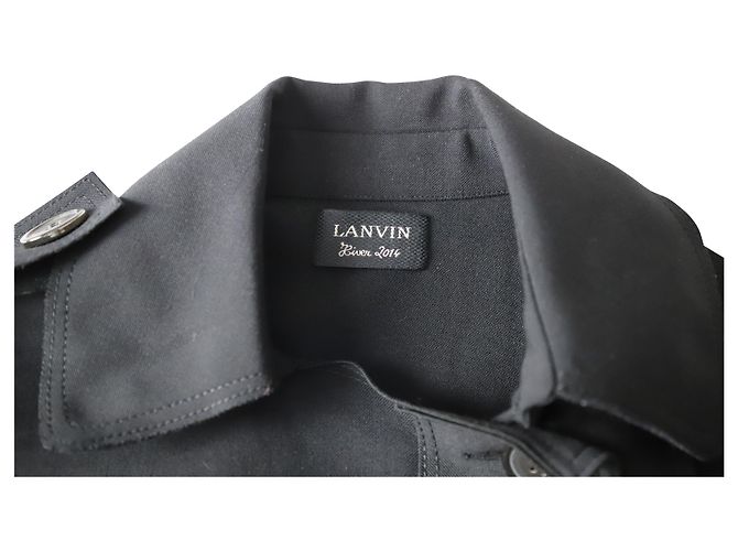 Lanvin Button-Front Trench Coat in Black Polyester - view 4