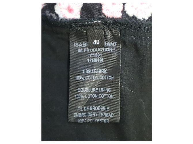 Isabel Marant Jean brodé de fleurs Holan en coton noir - vue 9