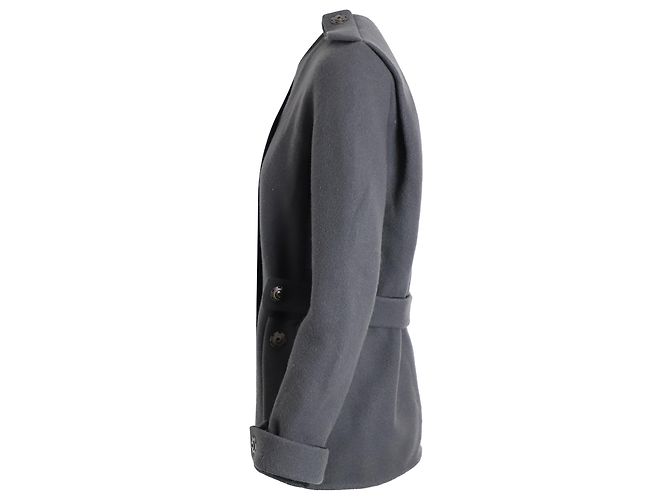 Lanvin Double-Breasted Coat in Grey Wool - view 2