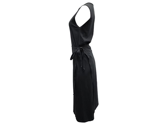 Robe mi-longue ceinturée Joseph en coton gris foncé - vue 2