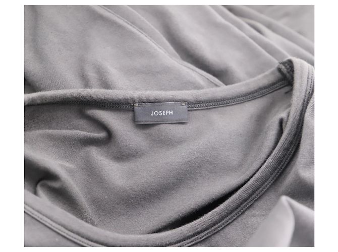 Robe mi-longue ceinturée Joseph en coton gris foncé - vue 4