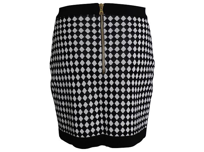 Balmain Checked Pencil Skirt in Multicolor Viscose Python print - view 3