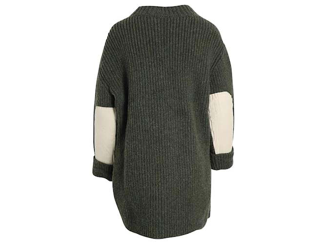 Céline Celine Kontrasttaschen-Pullover aus olivgrüner Wolle - Ansicht 3