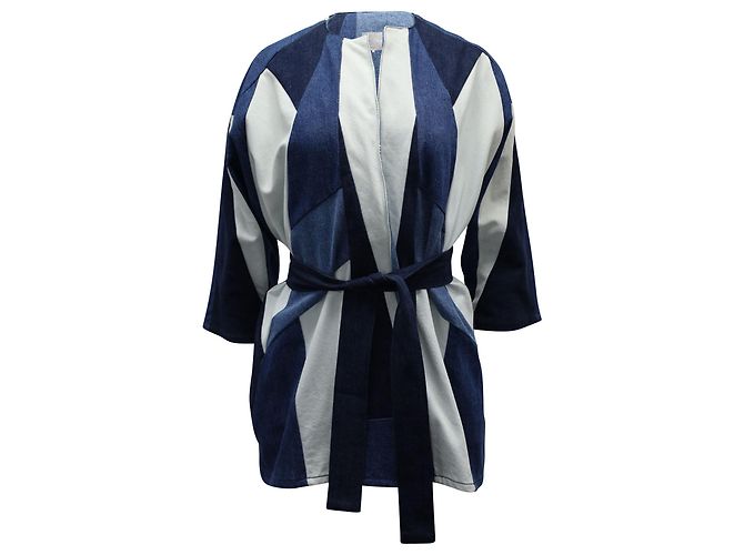 Maje Vadom Patchwork Denim Kimono in cotone blu - vista 2