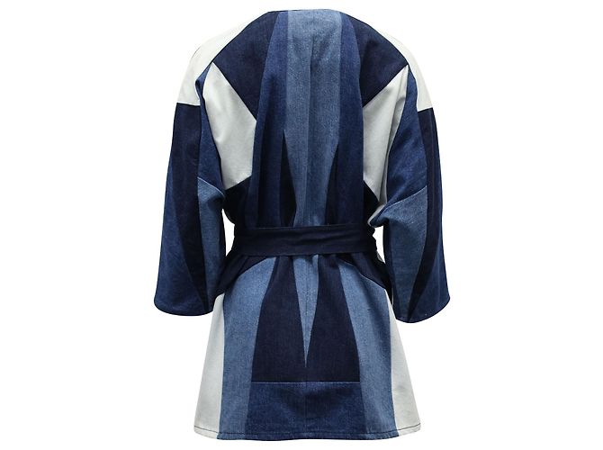 Maje Vadom Patchwork Denim Kimono in cotone blu - vista 3