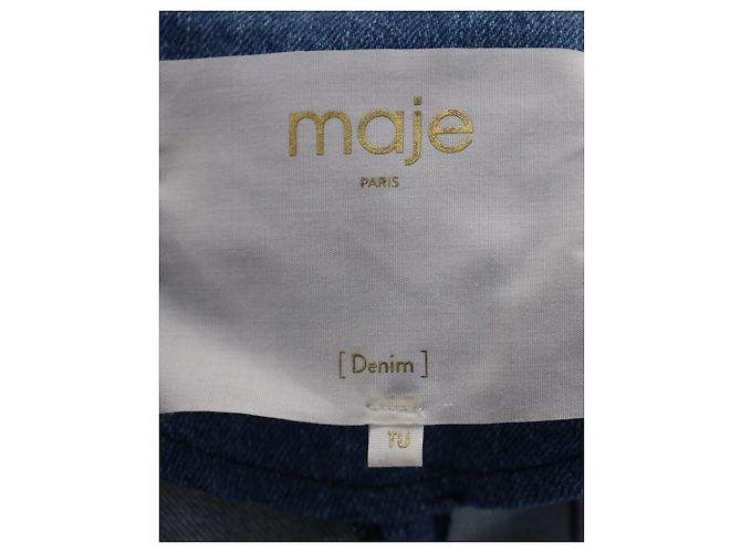 Maje Vadom Patchwork Denim Kimono in cotone blu - vista 5
