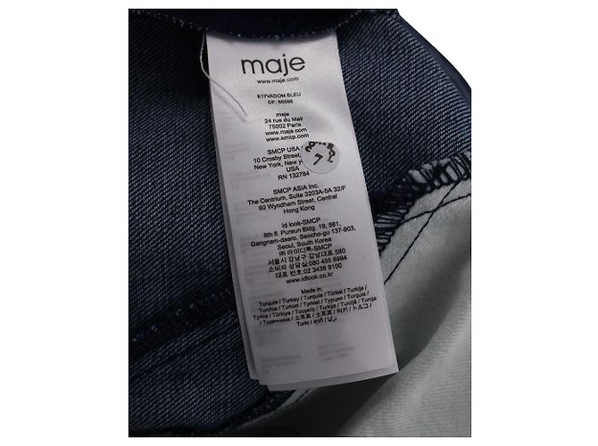 Maje Vadom Patchwork Denim Kimono in cotone blu - vista 6