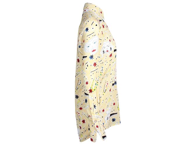 Victoria Beckham Music Langarm-Button-Down-Hemd aus hellgelbem Polyester - Ansicht 2