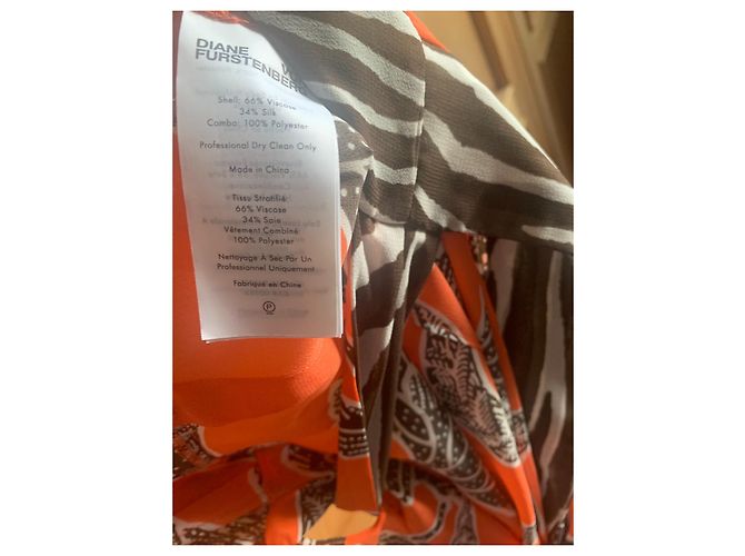 Diane Von Furstenberg Wickelkleid Seide Zebra Print Schwarz Weiß Orange - Ansicht 4