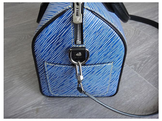 Speedy Louis Vuitton Schneller Schultergurt 25 blaues Denim-Epi-Leder - Ansicht 3
