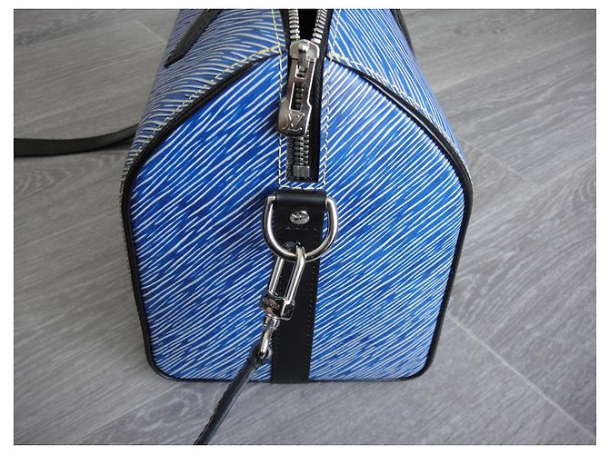 Speedy Louis Vuitton Schneller Schultergurt 25 blaues Denim-Epi-Leder - Ansicht 4