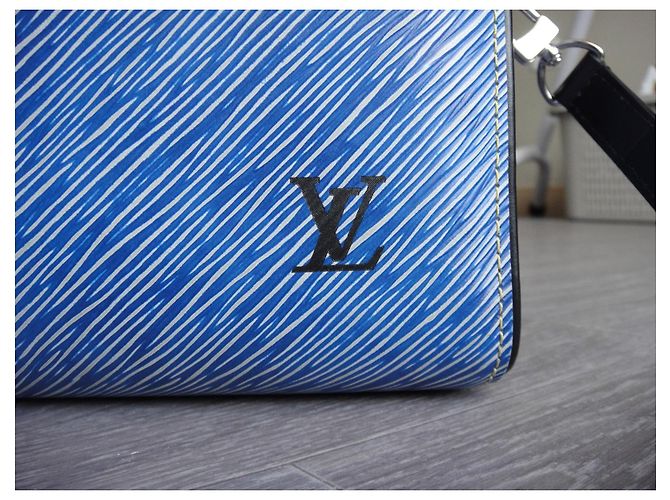 Speedy Louis Vuitton Schneller Schultergurt 25 blaues Denim-Epi-Leder - Ansicht 7