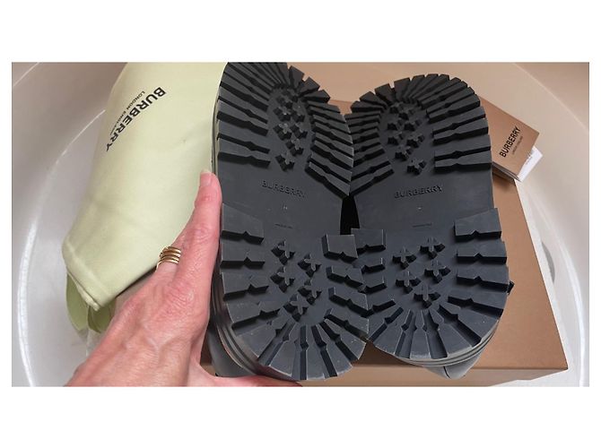 Burberry Black Leather Wedge Sandals - view 5