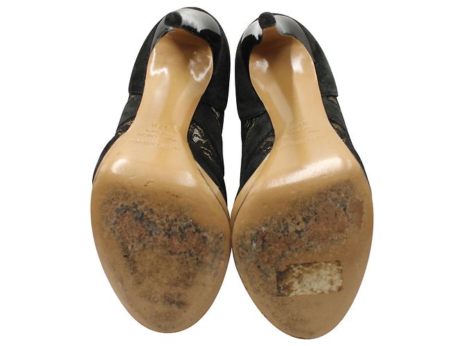 Nicholas Kirkwood Stivaletti Open Toe in pizzo in camoscio nero - vista 5