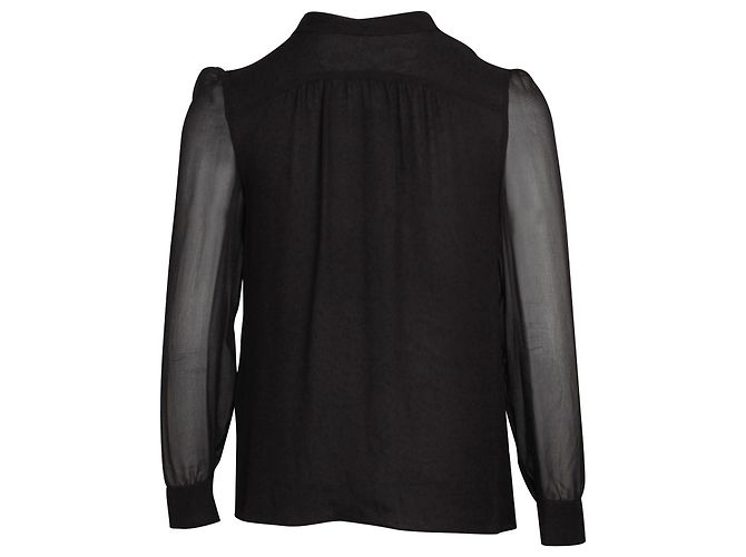 Bow Blusa de manga larga con lazo en seda negra de Prada - vista 3