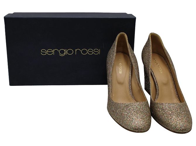 Décolleté Sergio Rossi Glitter in Pelle Multicolor Stampa python - vista 7