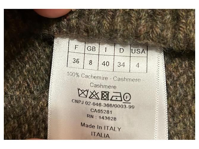 Dior Kurzarm Pullover aus Kaschmir khaki und schwarz - Ansicht 6