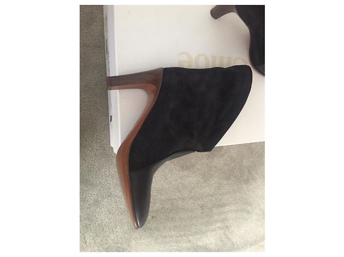 Stivaletti Chloé in pelle e camoscio nero blu navy - vista 5