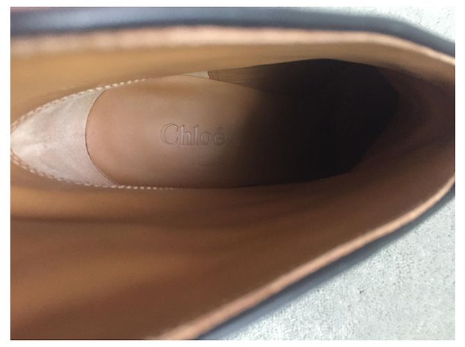 Stivaletti Chloé in pelle e camoscio nero blu navy - vista 9