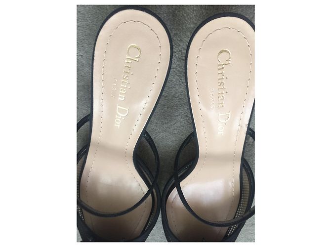 Dior Mule Pumps Schwarzer Netzstoff mit Perlen Couture - Ansicht 5