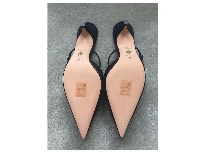 Dior Mule Pumps Schwarzer Netzstoff mit Perlen Couture - Ansicht 6