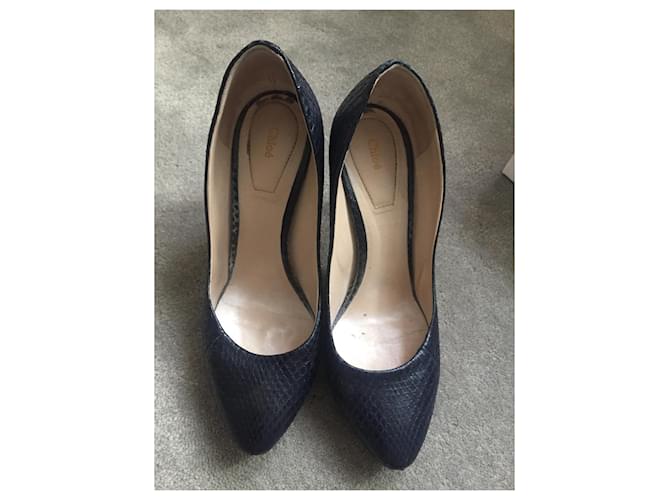 Chloé Pumps aus Python Marineblau 10cm Absatz - Ansicht 2