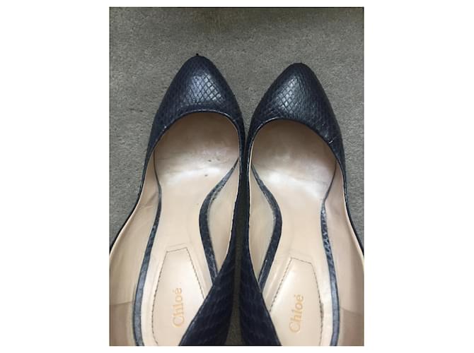 Chloé Pumps aus Python Marineblau 10cm Absatz - Ansicht 3