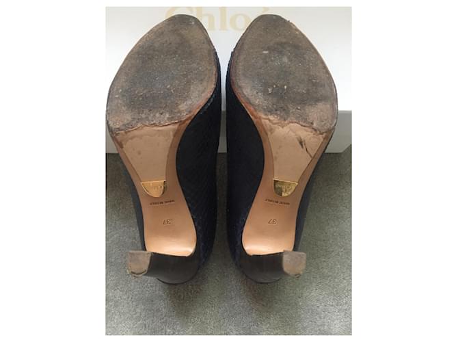 Chloé Pumps aus Python Marineblau 10cm Absatz - Ansicht 6
