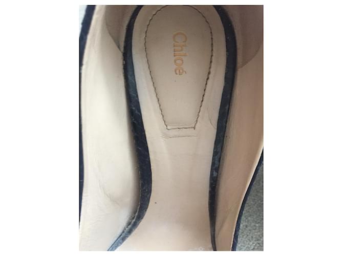 Chloé Pumps aus Python Marineblau 10cm Absatz - Ansicht 7