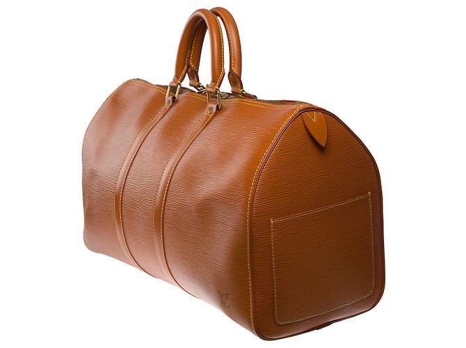Borse LOUIS VUITTON Keepall in Pelle Cammello - 101175 - vista 3