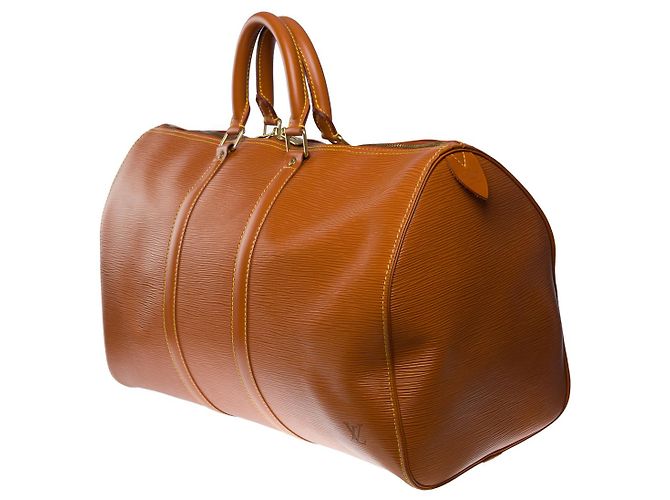 Borse LOUIS VUITTON Keepall in Pelle Cammello - 101175 - vista 4