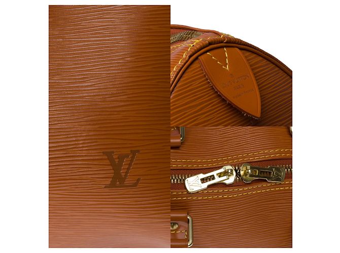 Borse LOUIS VUITTON Keepall in Pelle Cammello - 101175 - vista 5