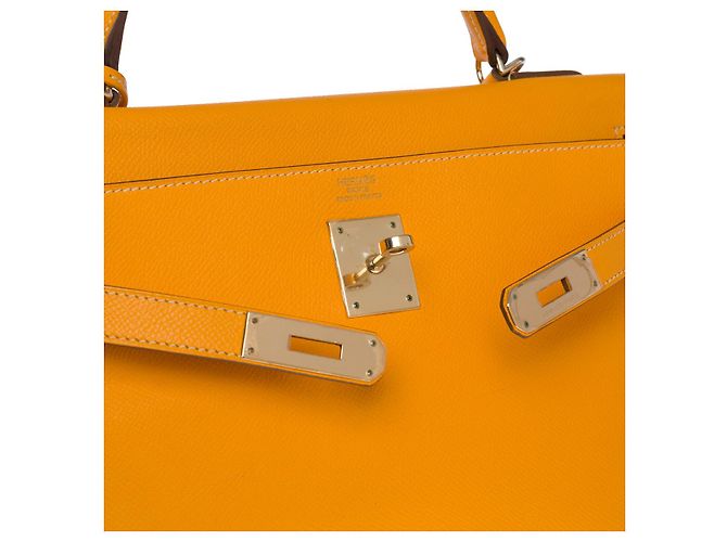 Hermès BORSA A MANO KELLY 32 tracolla tornita in pelle Epsom gialla -101156 Giallo - vista 5