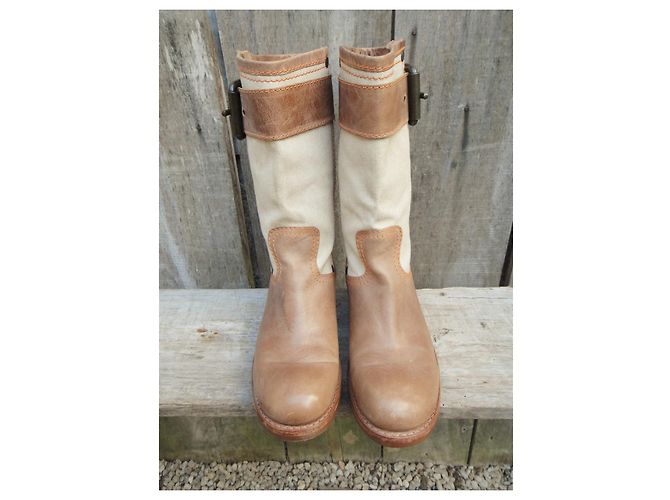Botas Free Lance p 38 Blanco roto Marrón claro - vista 3