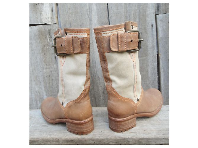 Botas Free Lance p 38 Blanco roto Marrón claro - vista 4