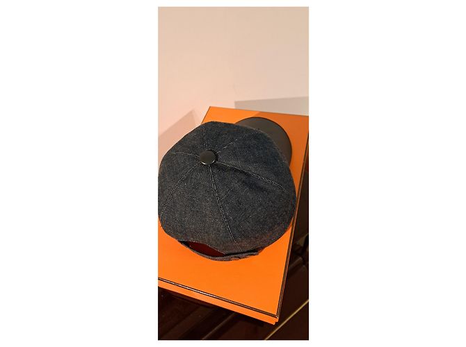Hermès Sèvres Leather Visor Cap Navy blue - view 4