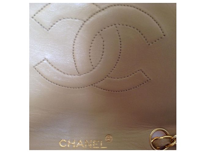 Borsa Chanel Timeless in pelle di agnello beige - vista 8