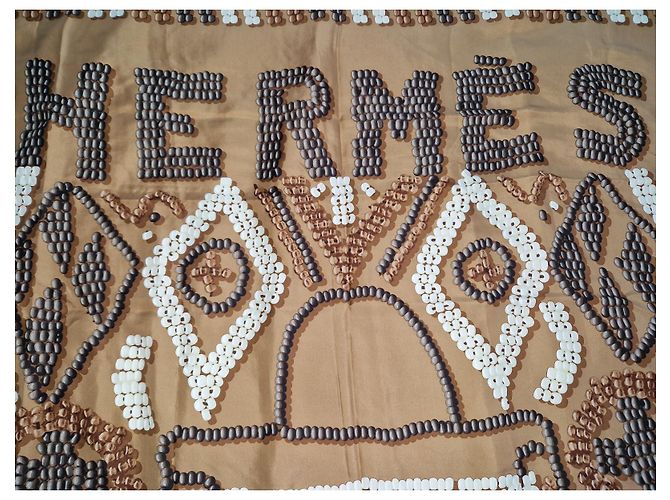 Kelly bufanda gigante de hermès 140 perlas Castaño - vista 4
