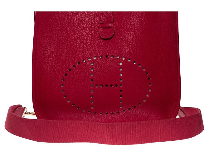 Hermès Evelyne shoulder bag 33 in togo red-101161 - view 10