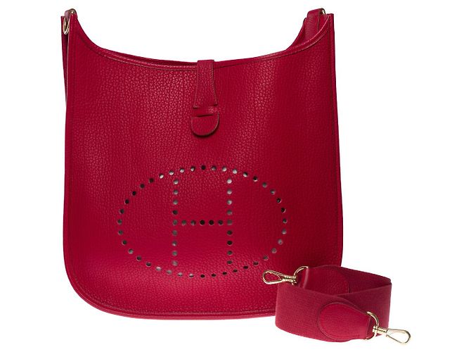 Hermès Evelyne shoulder bag 33 in togo red-101161 - view 3