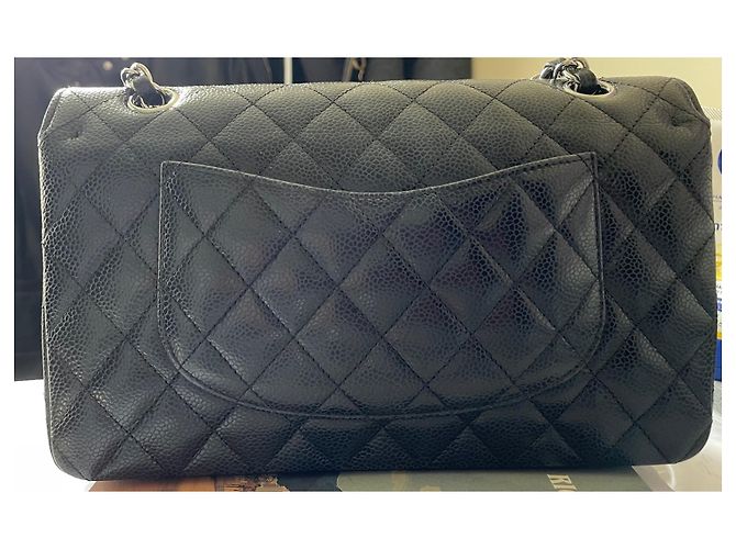 Timeless Borsa Chanel Media Nera in Pelle di Vitello Martellata Nero - vista 2