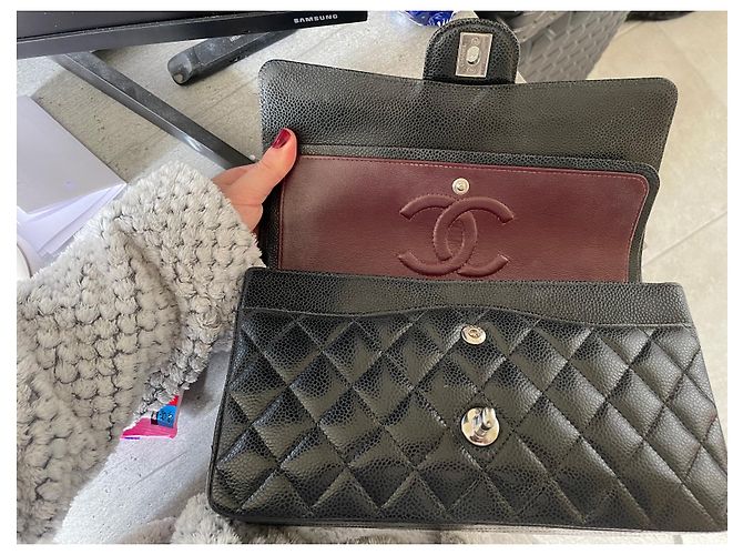 Timeless Borsa Chanel Media Nera in Pelle di Vitello Martellata Nero - vista 5