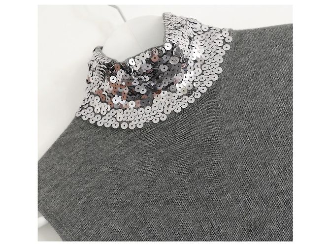 Dior Suéter sem mangas com aplicação de paetês Cinza - vista 2