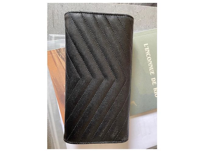 Saint Laurent Black Leather Wallet Gold Hardware - view 3