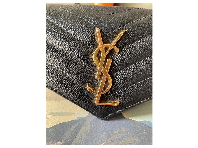 Saint Laurent Black Leather Wallet Gold Hardware - view 4