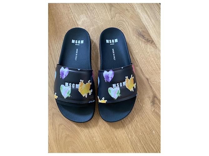 MSGM black rubber sandals - view 2