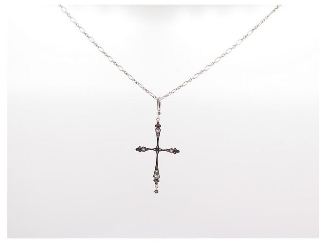 COLLANA PENDENTE STONE PARIS DEEVA IN ORO BIANCO 18K & DIAMANTI 0.32CT DURANTE Argento - vista 2